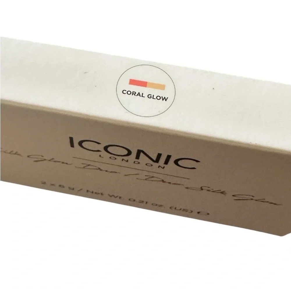 ICONIC LONDON NIB -Coral Glow- Silk Glow Duo Full Size 0.21 oz Blush/Highlighter